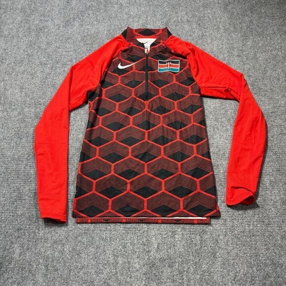 Nike Pro Elite Half Zip Jacket Womens XS Red Kenya Africa Pullover Track Running - Picture 1 of 11